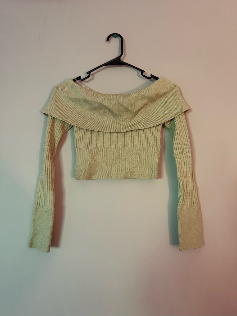 wild fable Green Off-the-Shoulder Cropped Sweater